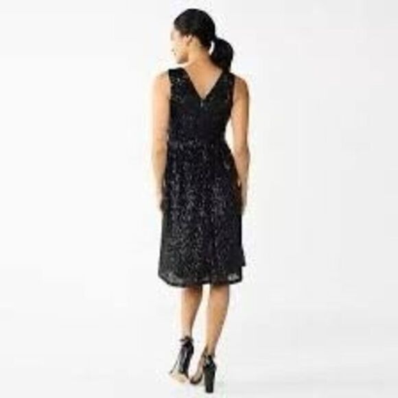 Draper James RSVP Women's 6 All Over Sequin Mini Dress Black Sparkle Cocktail - Picture 12 of 13
